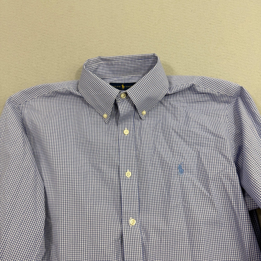 Polo Ralph Lauren Button Down 16 34/35 Blue Gingham Classic Fit Long Sleeve Prep